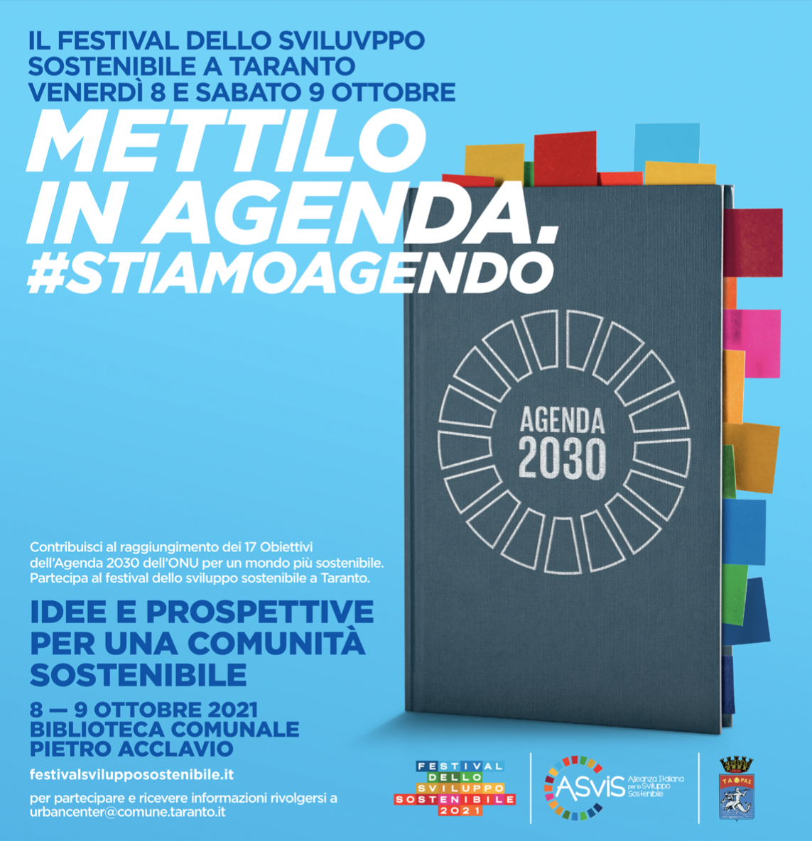 METTILO IN AGENDA #STIAMOAGENDO – Il festival dello sviluppo sostenibile a Taranto venerdì 8 e sabato 9 ottobre